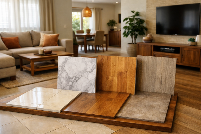 غرفة معيشة مصرية بأرضيات حديثة تجمع بين الأناقة والمتانة