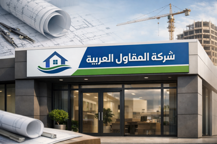 هوية بصرية احترافية لمنشأة مقاولات في السعودية مع شعار وألوان متناسقة